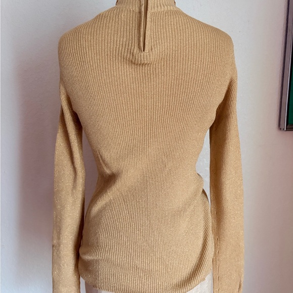 Vtg Once Again Womens M Gold Sequin Beaded Ribbed Knit Long Sleeve Sparkle Top - Picture 12 of 12